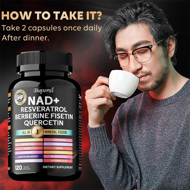 NAD+, Resveratrol, Quercetin, Berberine Fisetin